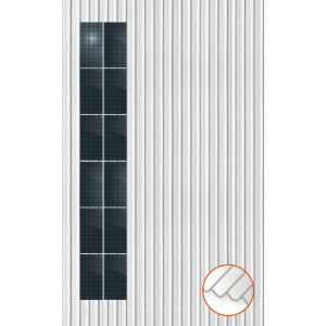ClickFit EVO Staaldak trapezium-damwand met montageprofielen 6x2 portrait. 6 rijen van 2 panelen