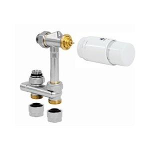 Jaga Aansluitset 102 recht Crossflow H-Blok 16x2mm kunststofbuis (vpe/ alu) met thermostaatknop wit (vloer)