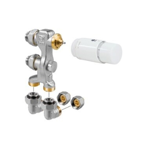 Jaga aansluitset haaks 14x2mm kunststofbuis (vpe alu) met thermostaatknop wit (muur)