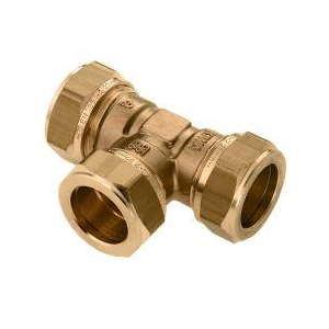 T-stuk knelkoppeling messing