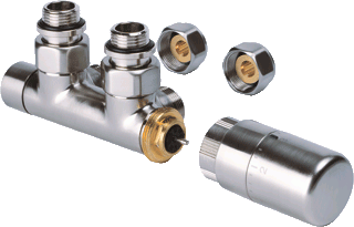 Jaga aansluitset Deco-Pro geborsteld RVS 15mm cv buis naar de wand met thermostaatknop (muur)