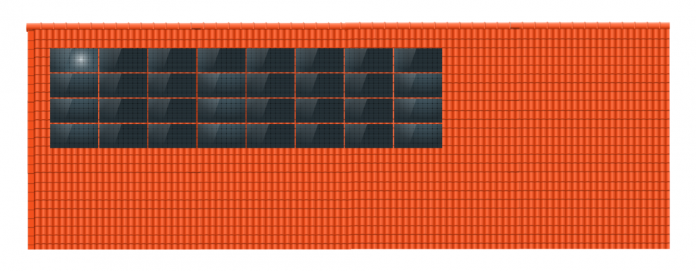 ClickFit EVO 4x8 Landscape. 4 rijen van 8 panelen