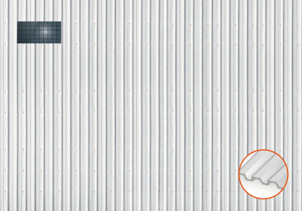ClickFit EVO Staaldak golfplaat met montageprofielen 1x1 landscape. 1 rij van 1 paneel