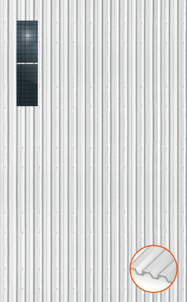 ClickFit EVO Staaldak trapezium-damwand met montageprofielen t.b.v. optimizers 2x1 Portrait 2 rijen van 1 paneel