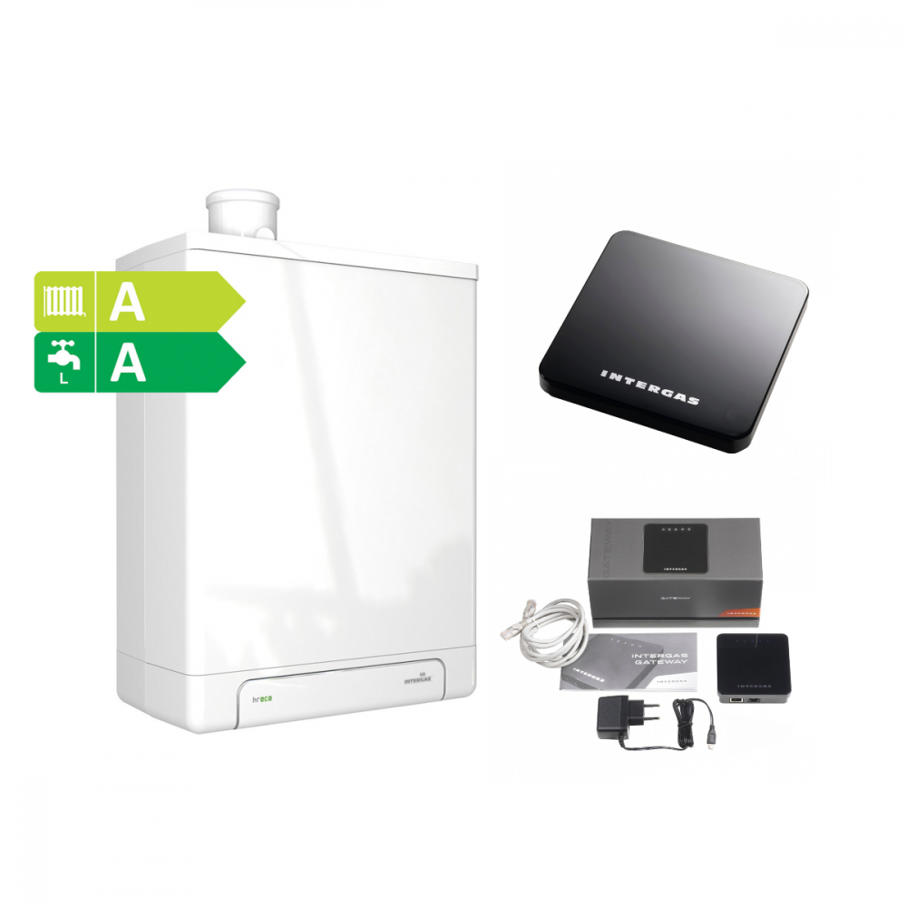 Intergas Kombi Kompakt HReco 30 CW4 met Comfort Touch en Gateway slimmethermostaat zwart concentrisch 60/100 041337