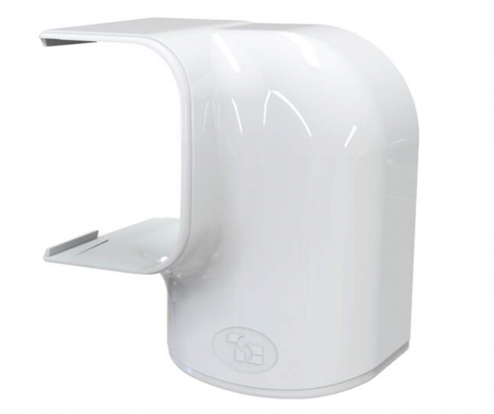 Tecnosystemi Optima linker bocht verticaal/horizontaal MRS75 Zuiverwit RAL9010