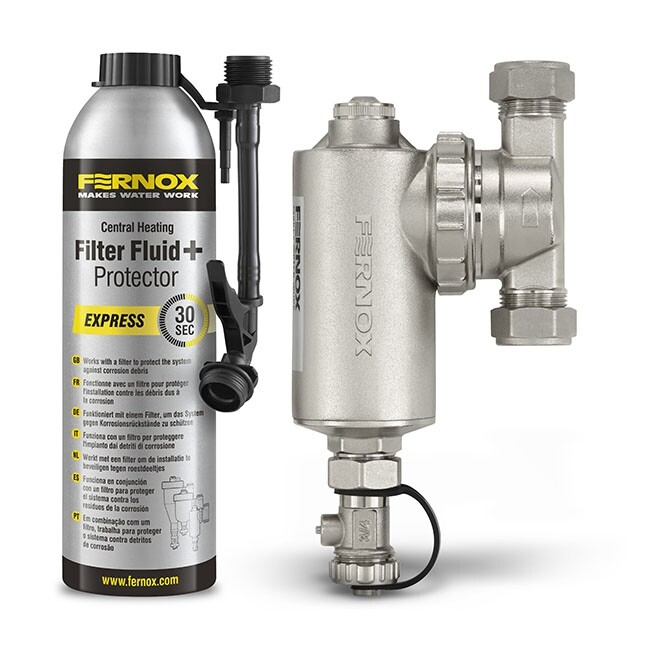 Fernox Omega TF1 vuilafscheider + Filter fluid & protector Express 400ml 